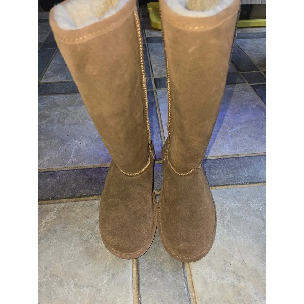 Bear Paw women 9 tall fur lined winter boots tan